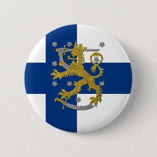 Finland Coat of Arms and Flag 6 Cm Round Badge