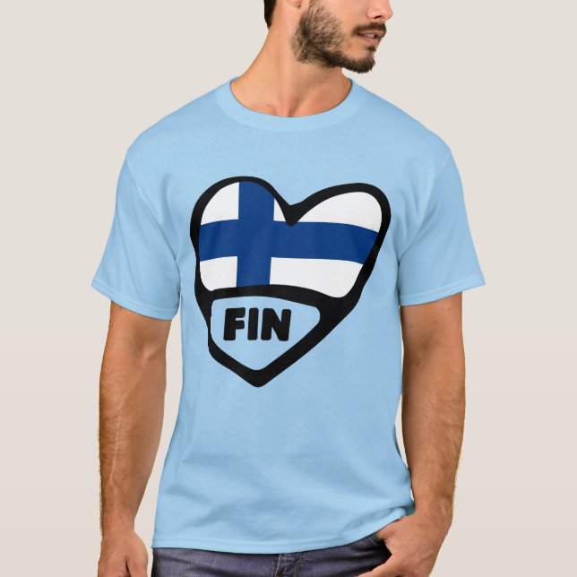 Finland Country Code Flag Heart, FIN T-Shirt (Front)