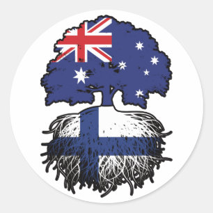 Finland Finnish Australian Australia Tree Roots Classic Round Sticker
