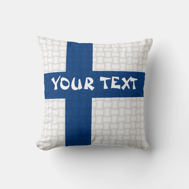 Finland Finnish flag: ADD TEXT Cushion (Front)