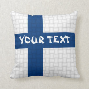 Finland Finnish flag: ADD TEXT Cushion