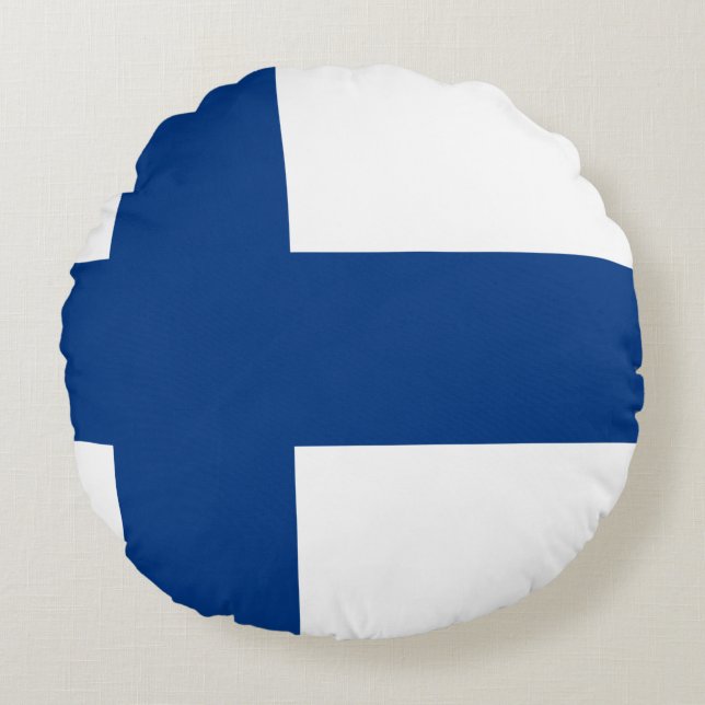 Finland (Finnish) Flag Round Cushion (Front)