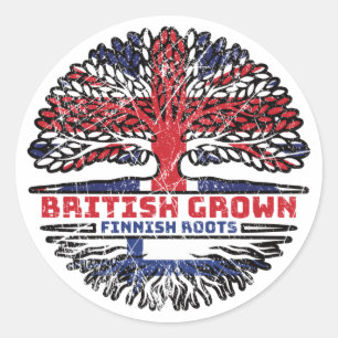 Finland Finnish Uk United Kingdom British Tree Classic Round Sticker