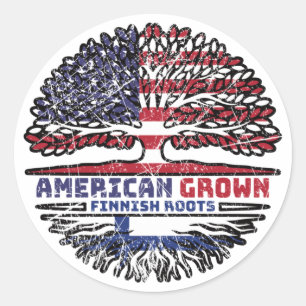 Finland Finnish US American USA United States Tree Classic Round Sticker