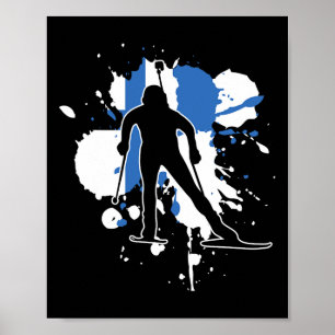 Finland Flag Biathlonist - Finnish Biathlon Poster