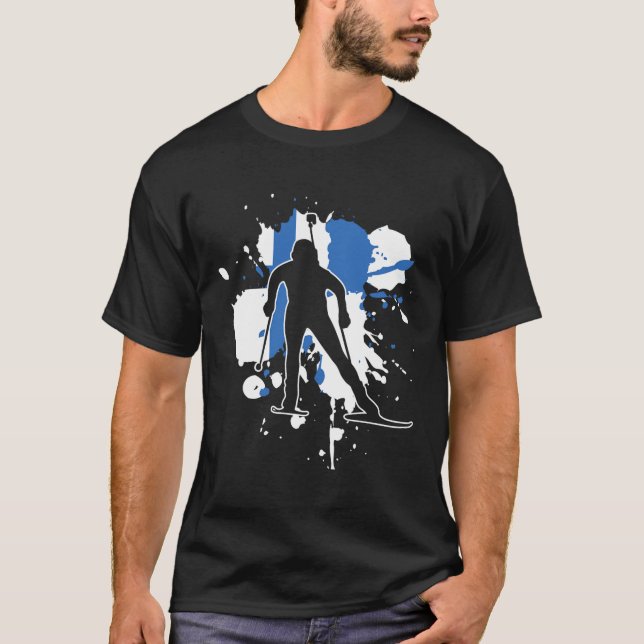 Finland Flag Biathlonist - Finnish Biathlon  T-Shirt (Front)