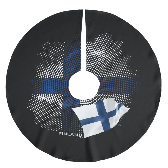 Finland flag brushed polyester tree skirt (Front)