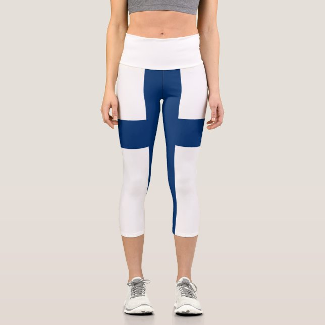 Finland Flag Capri Leggings (Front)
