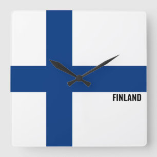 Finland Flag Dazzling Patriotic Square Wall Clock
