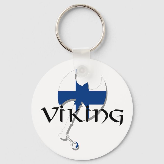 Finland flag Finnish Suomi Viking Axe Key Ring (Front)