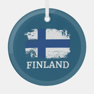 Finland Flag Glass Tree Decoration