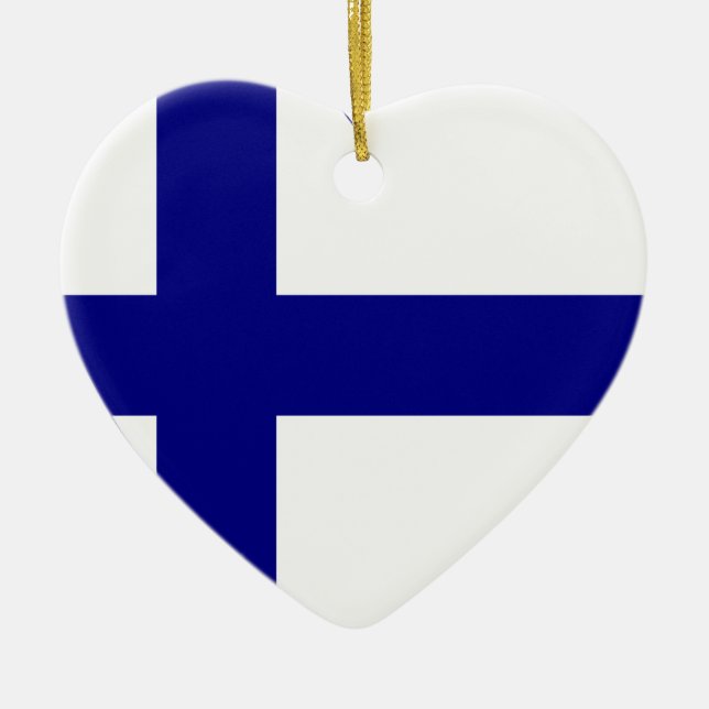 Finland Flag Heart Ceramic Ornament (Front)