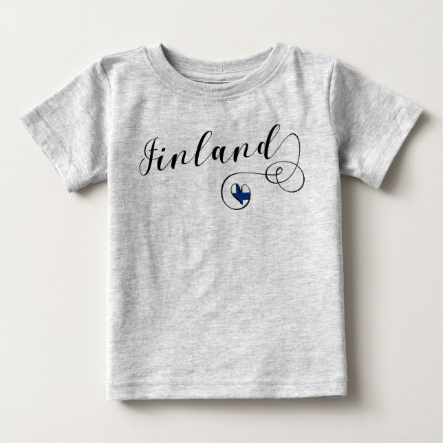 Finland Flag Heart, Finnish Pride Baby T-Shirt (Front)