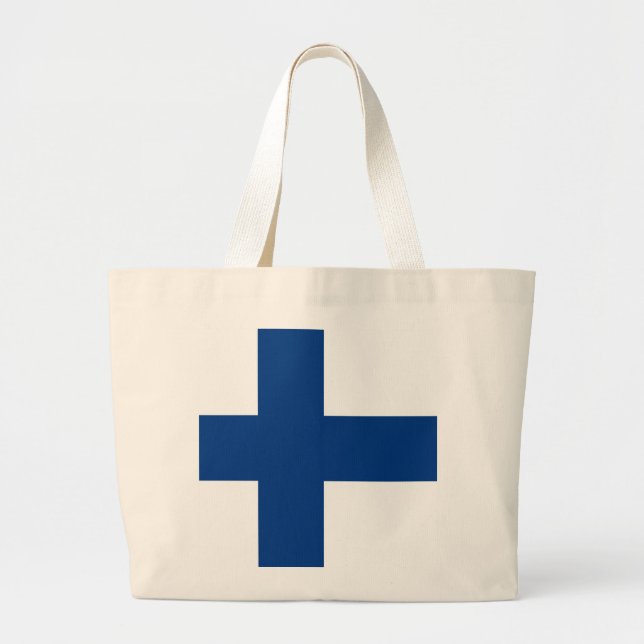 Finland Flag Large Tote Bag (Front)