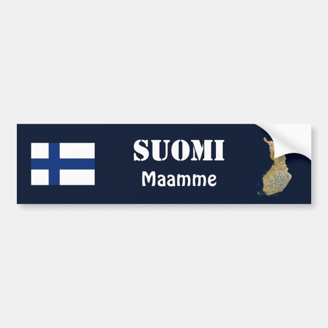 Finland Flag + Map Bumper Sticker (Front)