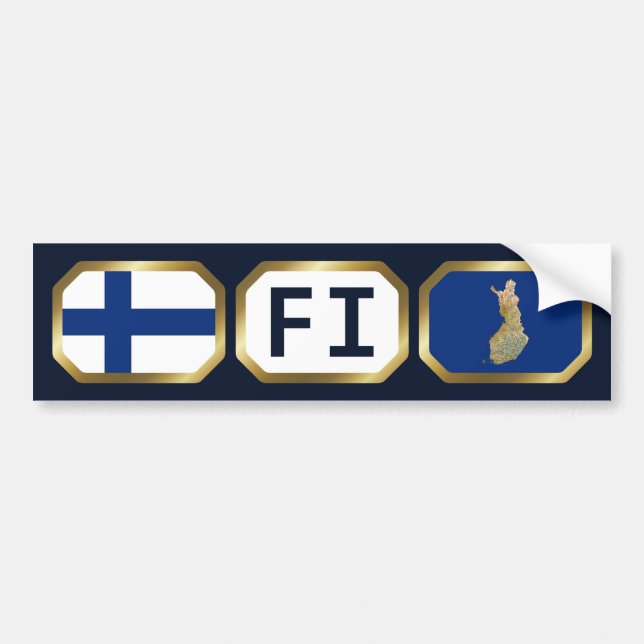 Finland Flag Map Code Bumper Sticker (Front)