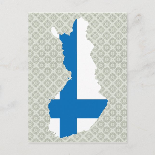 Finland Flag Map full size Postcard (Front)