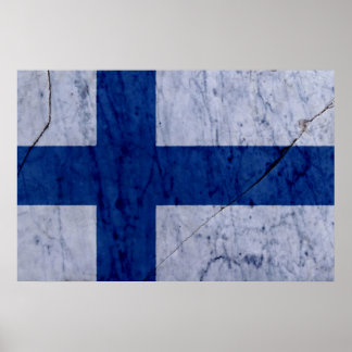 Finland Flag Marble Stone Wall Poster