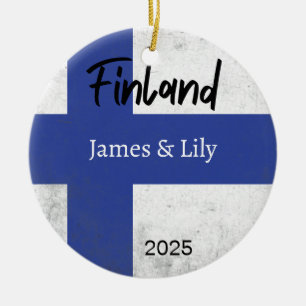Finland Flag Ornament, Personalised Finland Ceramic Ornament