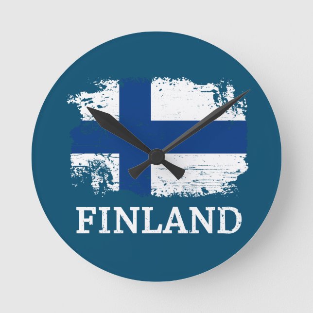 Finland Flag  Round Clock (Front)