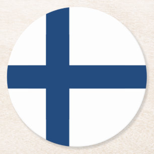 Finland Flag Round Paper Coaster