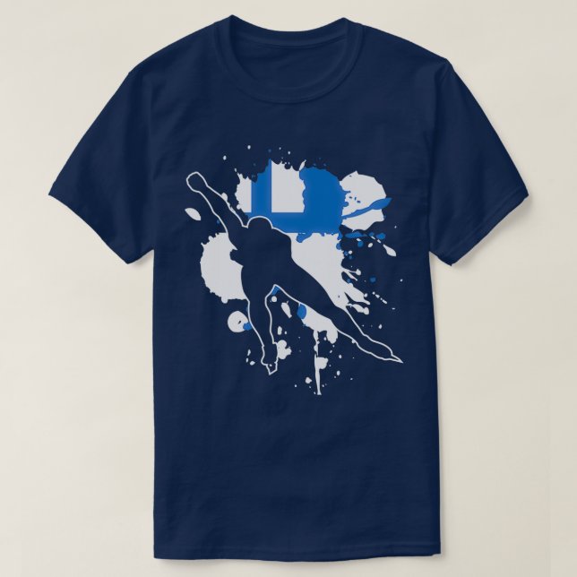 Finland Flag Skater Ice Skating 1 T-Shirt (Design Front)