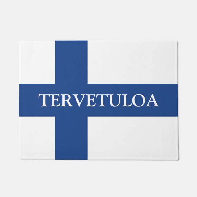 Finland flag welcome door mat - Tervetuloa (Front)