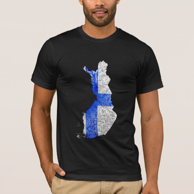 Finland Flagcolor Map T-Shirt (Front)
