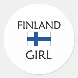 FINLAND GIRL CLASSIC ROUND STICKER