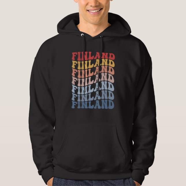 Finland Groovy Retro Finn Hoodie (Front)