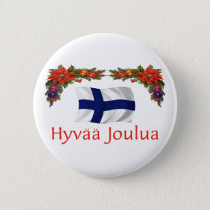 Finland Hyvaa Joulua (Merry Christmas) 6 Cm Round Badge
