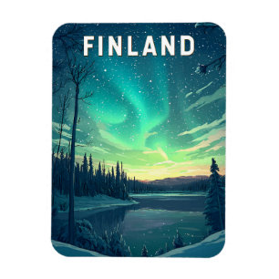 Finland Illustration Travel Art Vintage Magnet