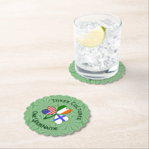 Finland Ireland USA Shamrock Flag Personalised  Paper Coaster