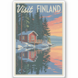 Finland Lake Travel Art Vintage