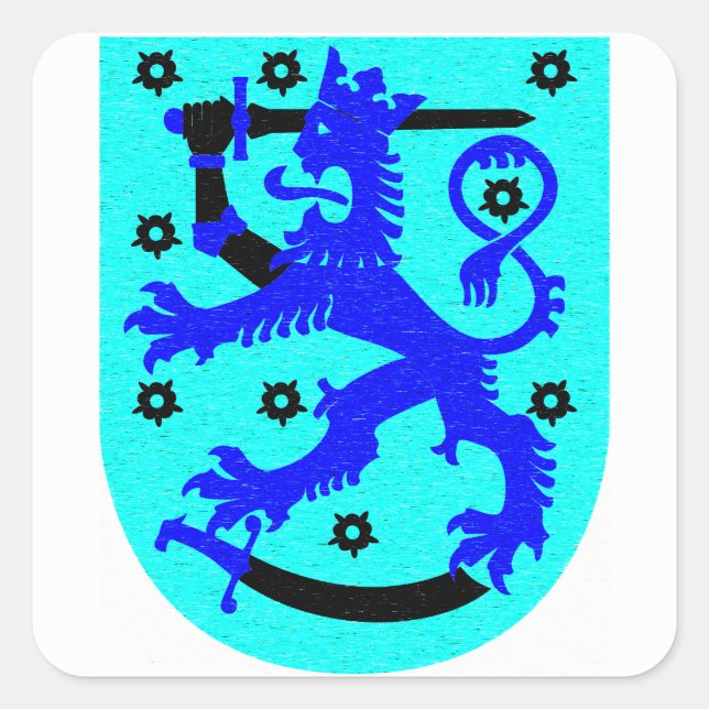 Finland lion & sword coat of arms square sticker (Front)