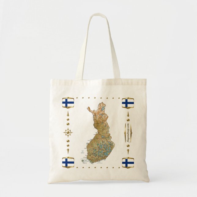 Finland Map + Flags Bag (Front)