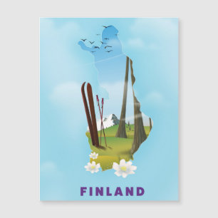 Finland map Illustrated travel poster