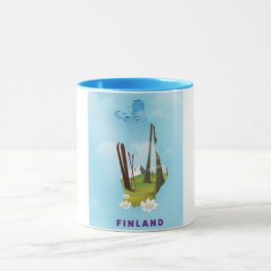 Finland map Illustrated travel poster Mug