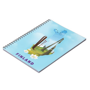 Finland map Illustrated travel poster Notebook