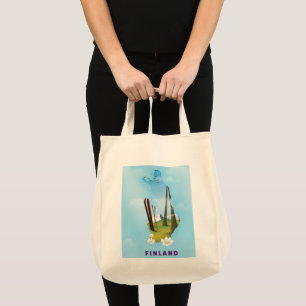 Finland map Illustrated travel poster Tote Bag
