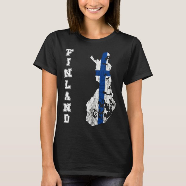 Finland map outline Finland travel Scandinavia Sis T-Shirt (Front)