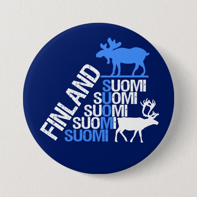 Finland Moose & Reindeer button (Front)