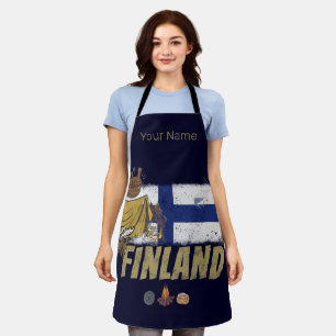 Finland Moose Vintage Flag Tent Retro Souvenir Apron