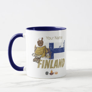 Finland Moose Vintage Flag Tent Retro Souvenir Mug