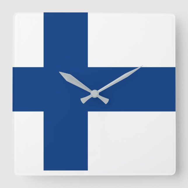 Finland National World Flag Square Wall Clock (Front)