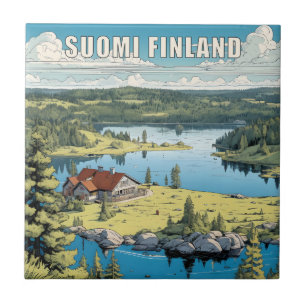 Finland Nature Illustration Ceramic Tile
