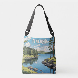 Finland Nature Illustration Crossbody Bag