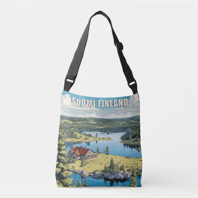 Finland Nature Illustration Crossbody Bag (Front)