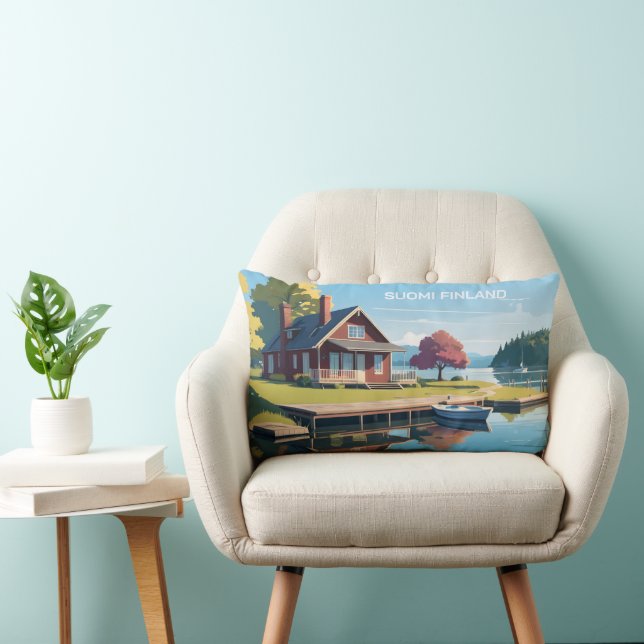 Finland Nature Illustration Lumbar Cushion (Chair)