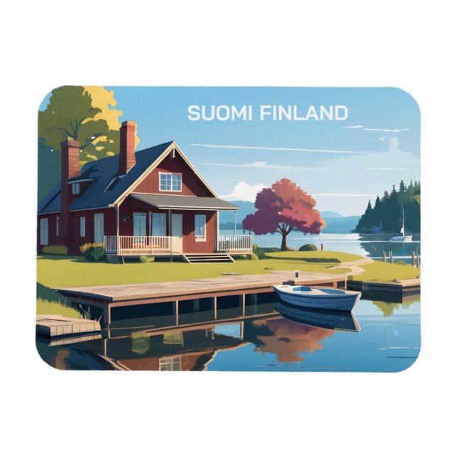 Finland Nature Illustration Magnet (Horizontal)